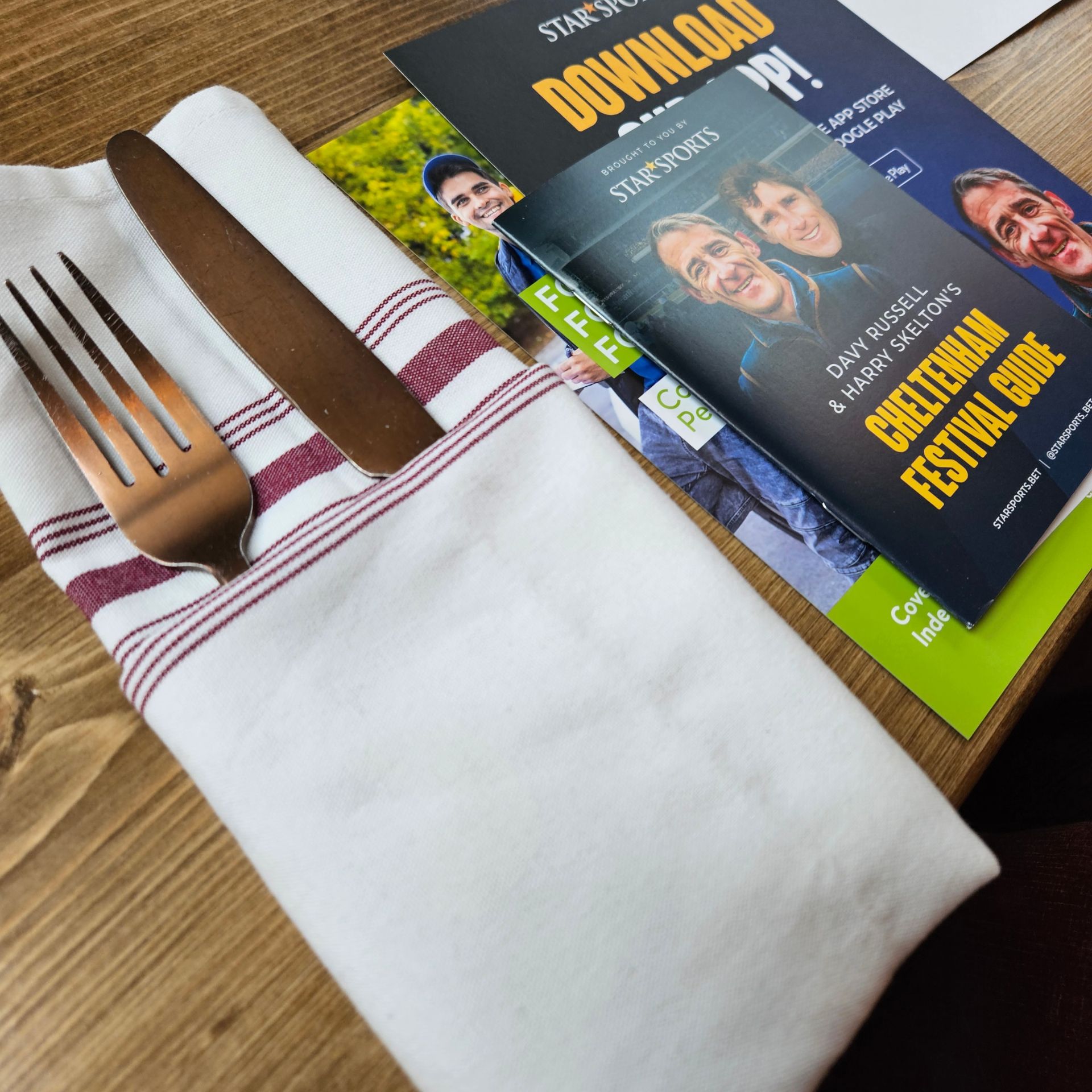 Cutlery and leaflet for an event